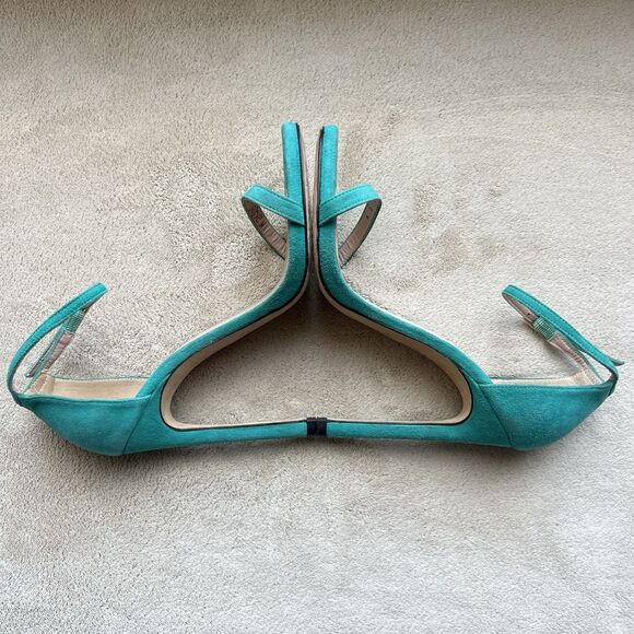 Stuart Weitzman Nudist Turquoise Teal Suede Stiletto Heeled Sandals Women 5 M - Picture 6 of 16